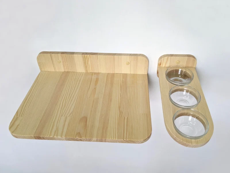Set of Big Shelf and Cat Feeder Shelf with 3 glass bowls - Image 2